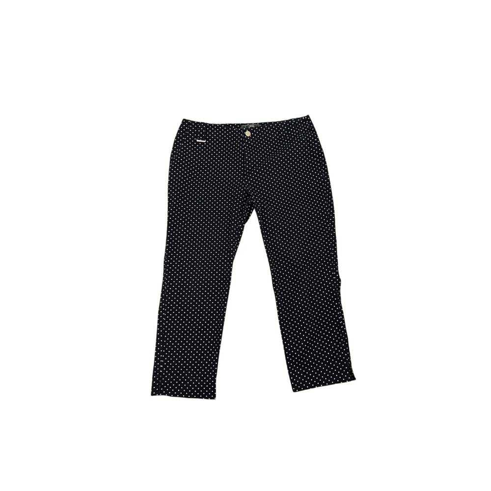 Lauren Ralph Lauren Black Polka Dot Ankle Crop Feminine Casual Pants Size 8